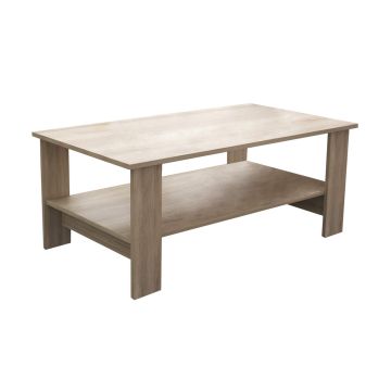 Tavolino da salotto di forma Rettangolare con ripiano inferiore di colore Rovere chiaro mod. Match