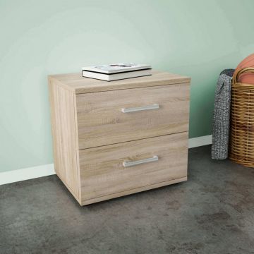 Comodino a 2 cassetti da 44,4x33x40 cm di colore Quercia chiaro mod. Ares