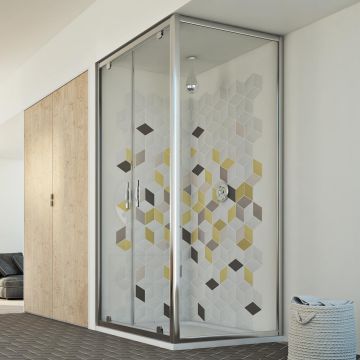 Box Doccia 90x130 AP. 130 CM H198 trasparente mod. Cristal Duo 2 Ante