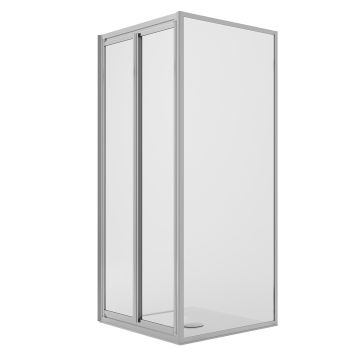 Box Doccia Angolare 75x80CM H198 Cristallo Trasparente Fisso+Saloon 2 Ante Battente 75 mod. West