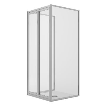 Box Doccia 3 lati 70x100x70CM H198 Cristallo Trasparente 2 Fissi+Saloon 2 Ante Battente 100 mod. West