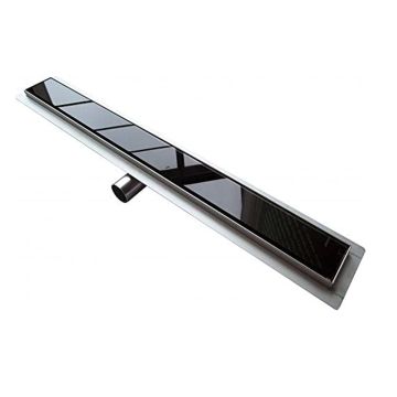 Canalina di scarico doccia in acciaio inox con cover vetro nero mod. Glass