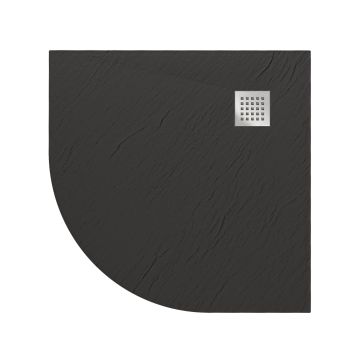 Piatto Doccia 90x90x2,6 CM Semicircolare Antracite Effetto Pietra mod. Blend