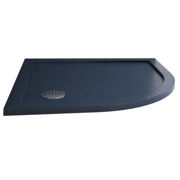 Piatto Doccia Slim 90x90x4 cm Semicircolare Acrilico Bordato Antracite Effetto Pietra mod. Flower