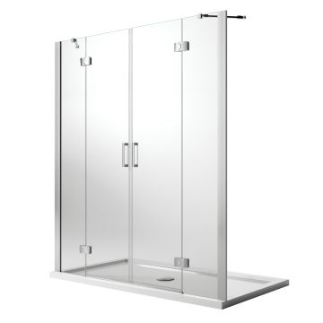 Porta Doccia 140CM H190 Vetro Trasparente con Easy-Clean mod. Flip Anta + Anta