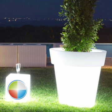 Vaso Begonia In Resina Tondo H95 Led Multicolor Ø 110Cm
