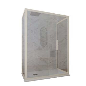 Box doccia 3 lati 90x110x90 CM H 200 Vetro Trasparente Profilo Champagne mod. Deco Trio
