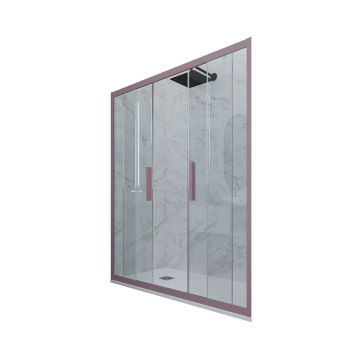 Porta doccia 2 ante scorrevoli H 200 Vetro Trasparente Profilo Lavanda mod. Glam