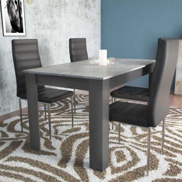 Tavolo estensibile di forma Rettangolare di colore Antracite e Grigio scuro effetto cemento mod. Gemma