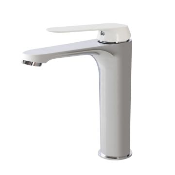 Miscelatore lavabo canna alta Cromo e Bianco con Leva monocomando mod. Dream