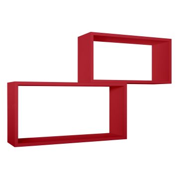 Mensole da parete rettangolari Set di 2 pz colore Rosso mod. Bislungo