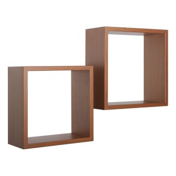 Mensole a cubo da parete Set di 2 pz componibile colore Ciliegio mod. Q-bis
