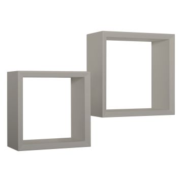 Mensole a cubo da parete Set di 2 pz componibile colore Marrone talpa mod. Ginevra