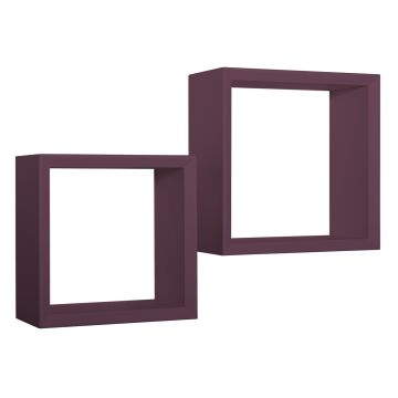Mensole a cubo da parete Set di 2 pz componibile colore Viola mod. Ginevra