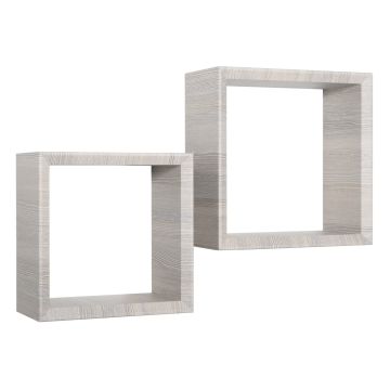 Mensole a cubo da parete Set di 2 pz componibile colore Rovere grigio mod. Ginevra