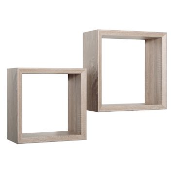 Mensole a cubo da parete Set di 2 pz componibile colore Rovere sagerau mod. Ginevra