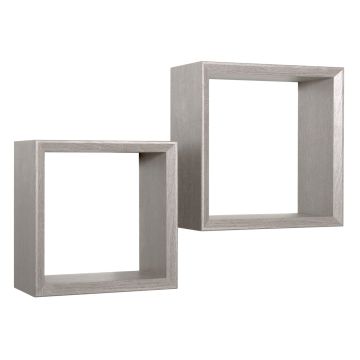 Mensole a cubo da parete Set di 2 pz componibile colore Rovere grigio nuovo mod. Ginevra
