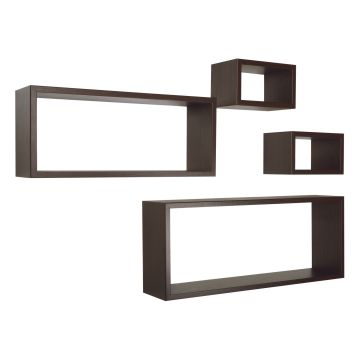 Mensole rettangolari da parete componibili Set di 4 colore Wenge' mod. Merlino