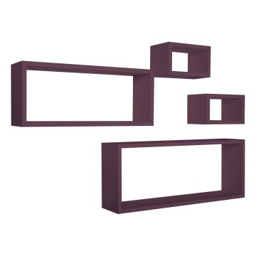 Mensole rettangolari da parete componibili Set di 4 colore Viola mod. Merlino