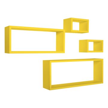 Mensole rettangolari da parete componibili Set di 4 colore Giallo mod. Merlino