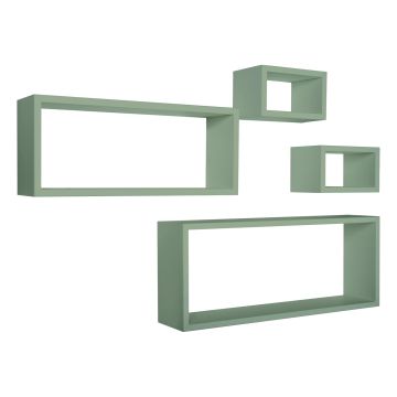Mensole rettangolari da parete componibili Set di 4 colore Verde acqua mod. Merlino