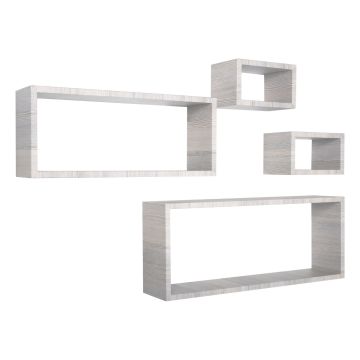 Mensole rettangolari da parete componibili Set di 4 colore Rovere grigio mod. Merlino