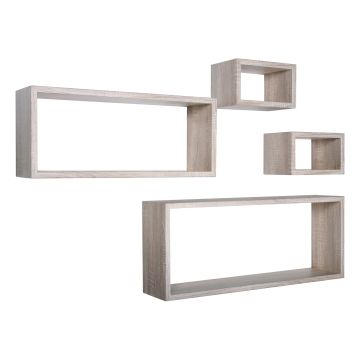 Mensole rettangolari da parete componibili Set di 4 colore Rovere sagerau mod. Merlino