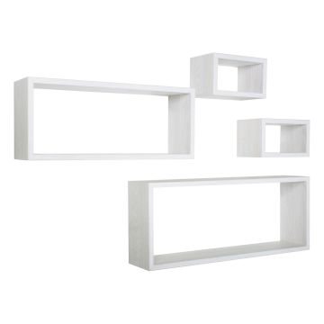 Mensole rettangolari da parete componibili Set di 4 colore Rovere sbiancatao mod. Merlino