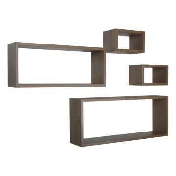 Mensole rettangolari da parete componibili Set di 4 colore Rovere tabacco mod. Merlino