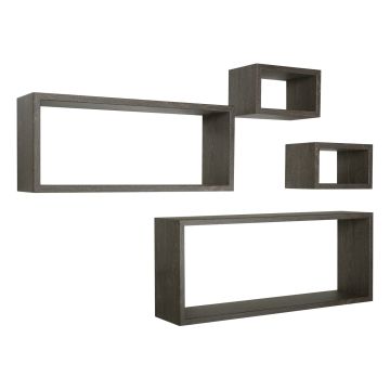 Mensole rettangolari da parete componibili Set di 4 colore Rovere scuro mod. Merlino