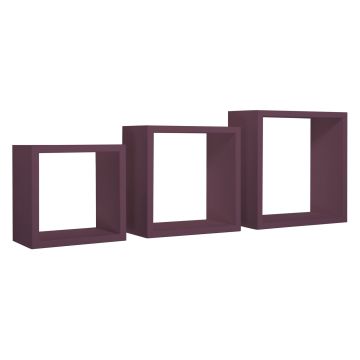 Mensole a cubo da parete set di 3 pz componibile colore Viola mod. InCubo