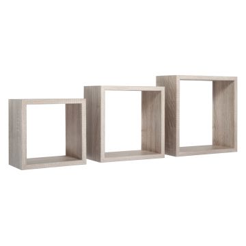 Mensole a cubo da parete set di 3 pz componibile colore Rovere sagerau mod. InCubo