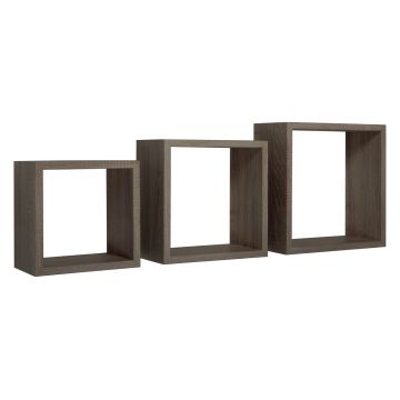 Mensole a cubo da parete set di 3 pz componibile colore Noce mod. InCubo