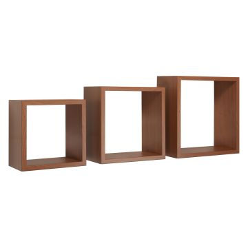Mensole a cubo da parete set di 3 pz componibile colore Ciliegio mod. InCubo