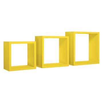 Mensole a cubo da parete set di 3 pz componibile colore Giallo mod. InCubo