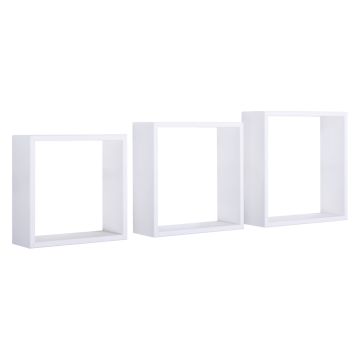Mensole a cubo da parete set di 3 pz componibile colore Bianco mod. InCubo Slim