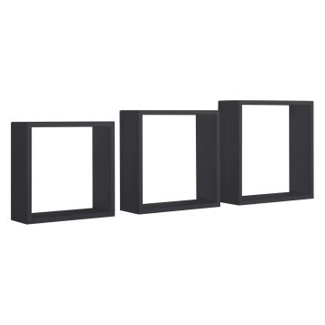 Mensole a cubo da parete set di 3 pz componibile colore Nero mod. InCubo Slim