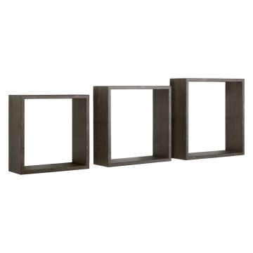 Mensole a cubo da parete set di 3 pz componibile colore Rovero scuro mod. InCubo Slim