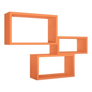 Mensole da parete rettangolari set di 3 pz componibile colore Arancione mod. Trittico