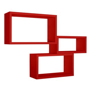 Mensole da parete rettangolari set di 3 pz componibile colore Rosso mod. Trittico
