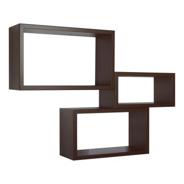 Mensole da parete rettangolari set di 3 pz componibile colore Wenge' mod. Trittico