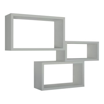 Mensole da parete rettangolari set di 3 pz componibile colore Grigio sasso mod. Trittico