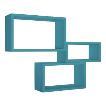 Mensole da parete rettangolari set di 3 pz componibile colore Blu atollo mod. Trittico