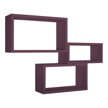 Mensole da parete rettangolari set di 3 pz componibile colore Viola mod. Trittico