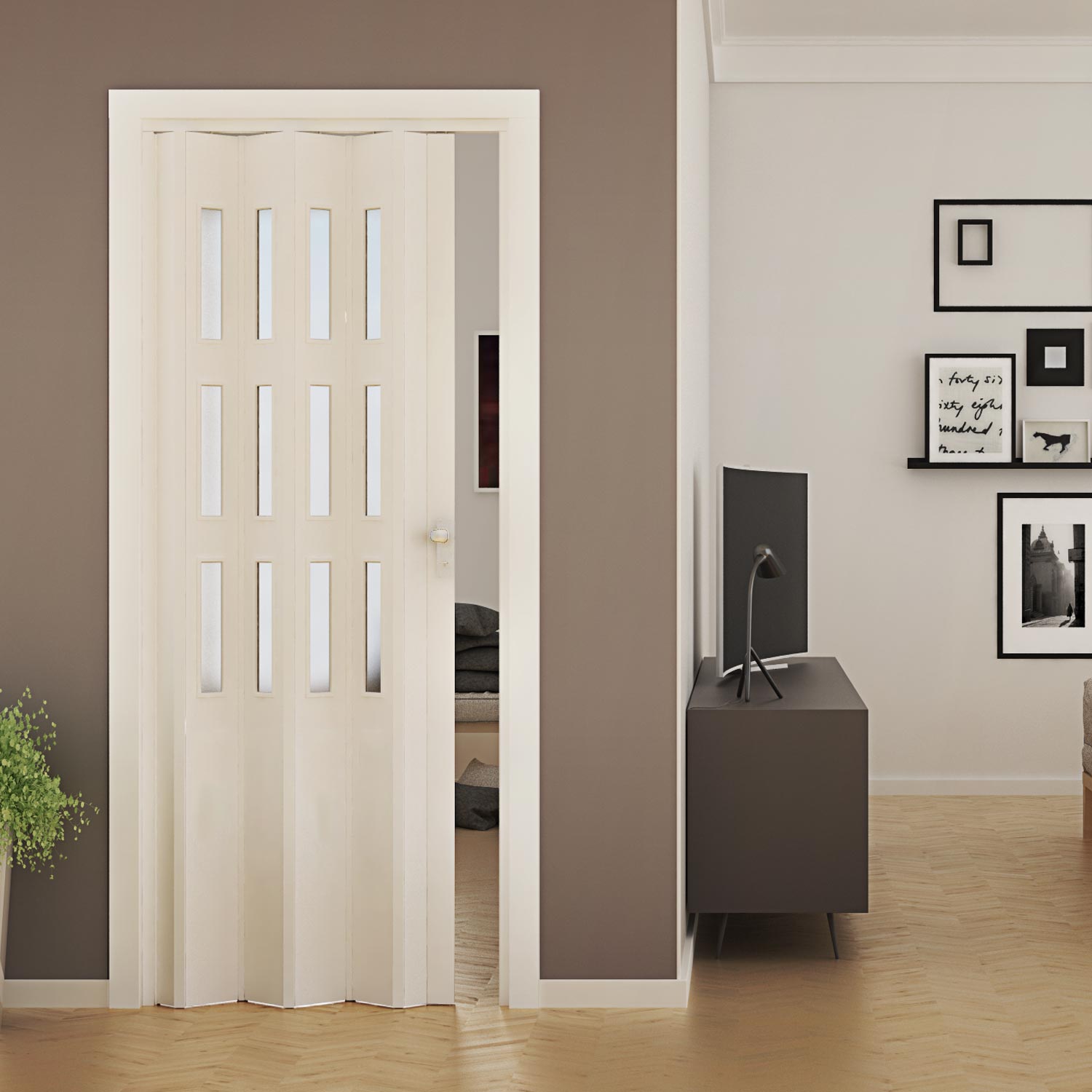 Porte accordéon avec serrure
