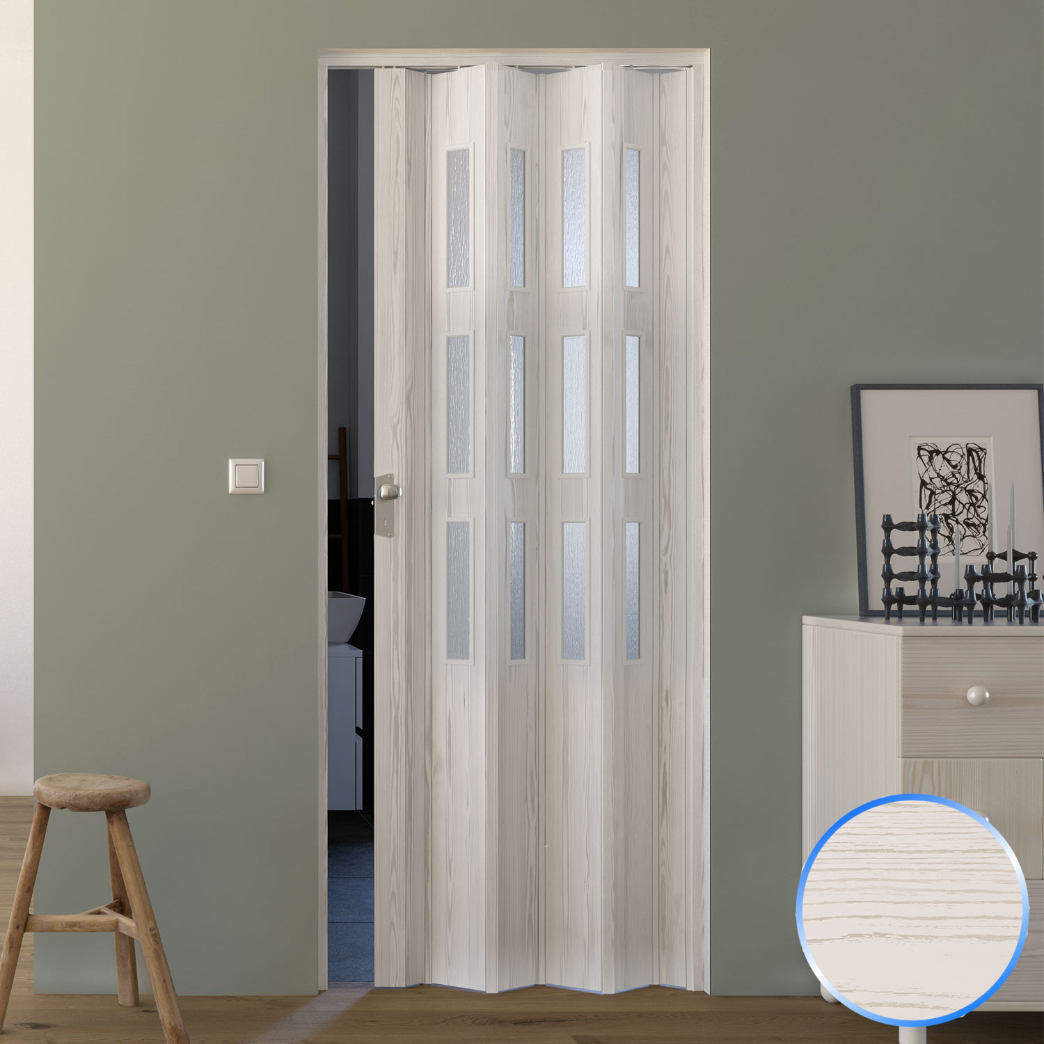Porte Accordeon Pliante Pvc Avec Verre Placard Extensible