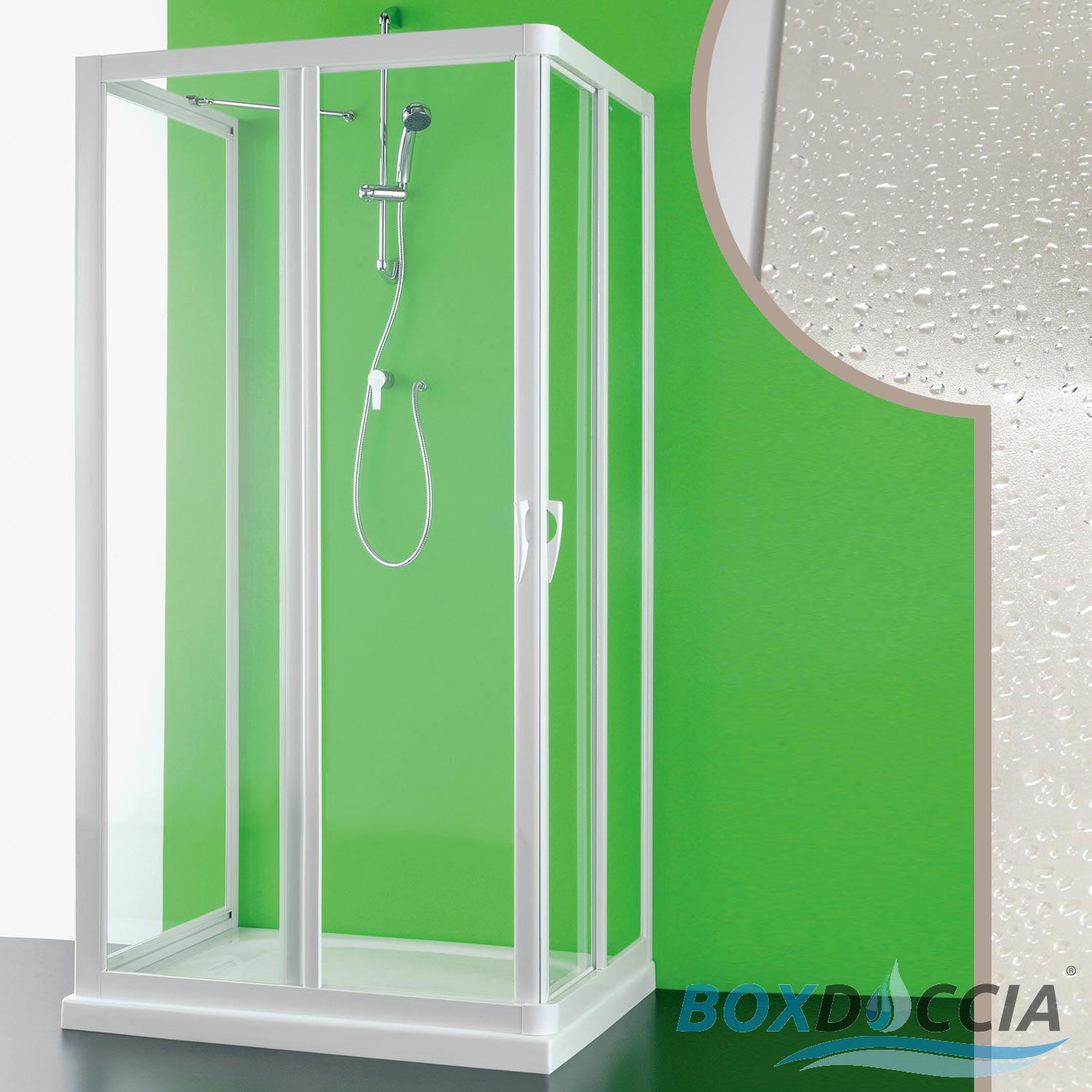 CABINE DE DOUCHE 3 PAROIS PVC EN CRILEX ACRYLIQUE 2 PORTES COULISSANTES